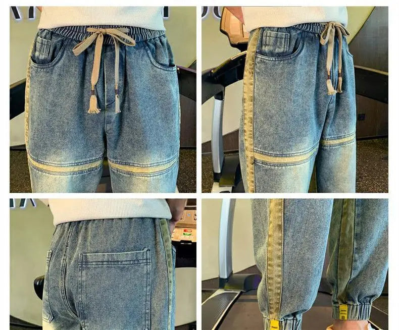 Gradual Change Color 2025 Tied Jeans Men's Summer New Loose Ruffian Handsome Small Feet Pants Trendy Brand Harlan Casual Pants
