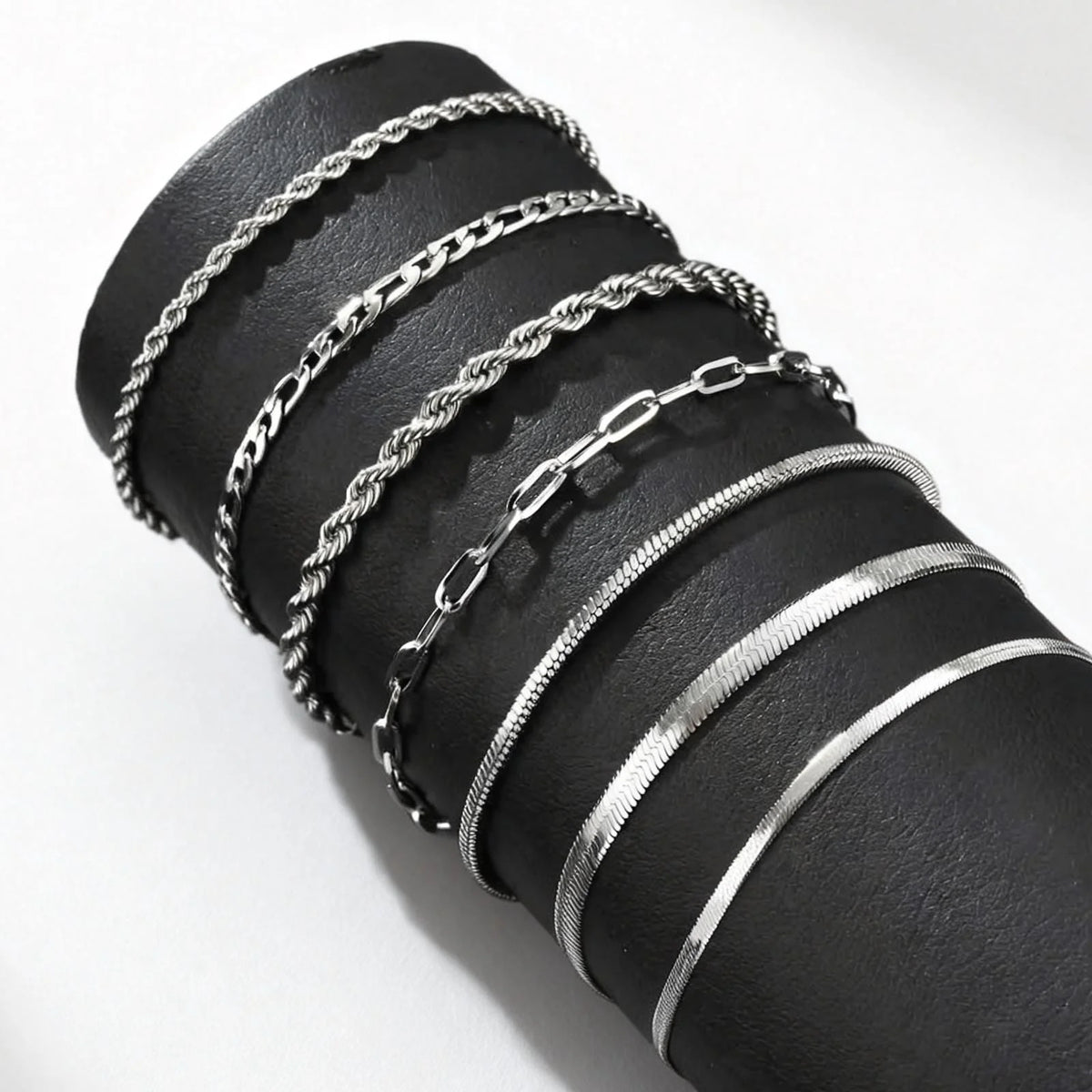 Men's Thin Chain Bracelets,Stainless Steel Silver Color Adjustable Metal Wristband,Classic Hip Hop Trendy Chain Gift