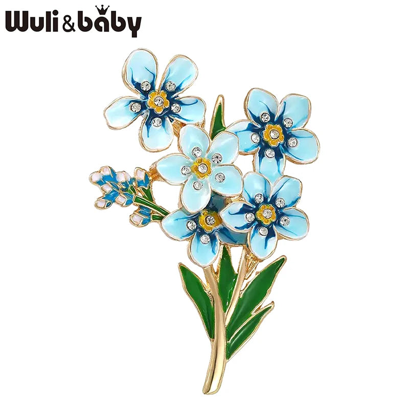 PENDRA Azurelle Elegant Blue Flower Brooch