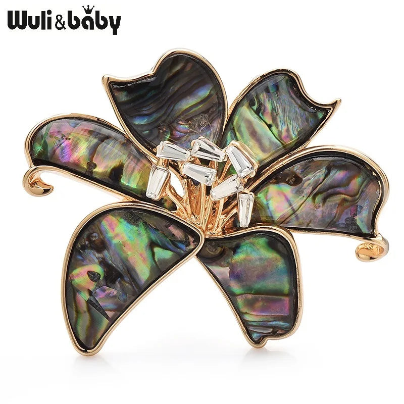 PENDRA Shellia 2-Color Shell Flower Brooch