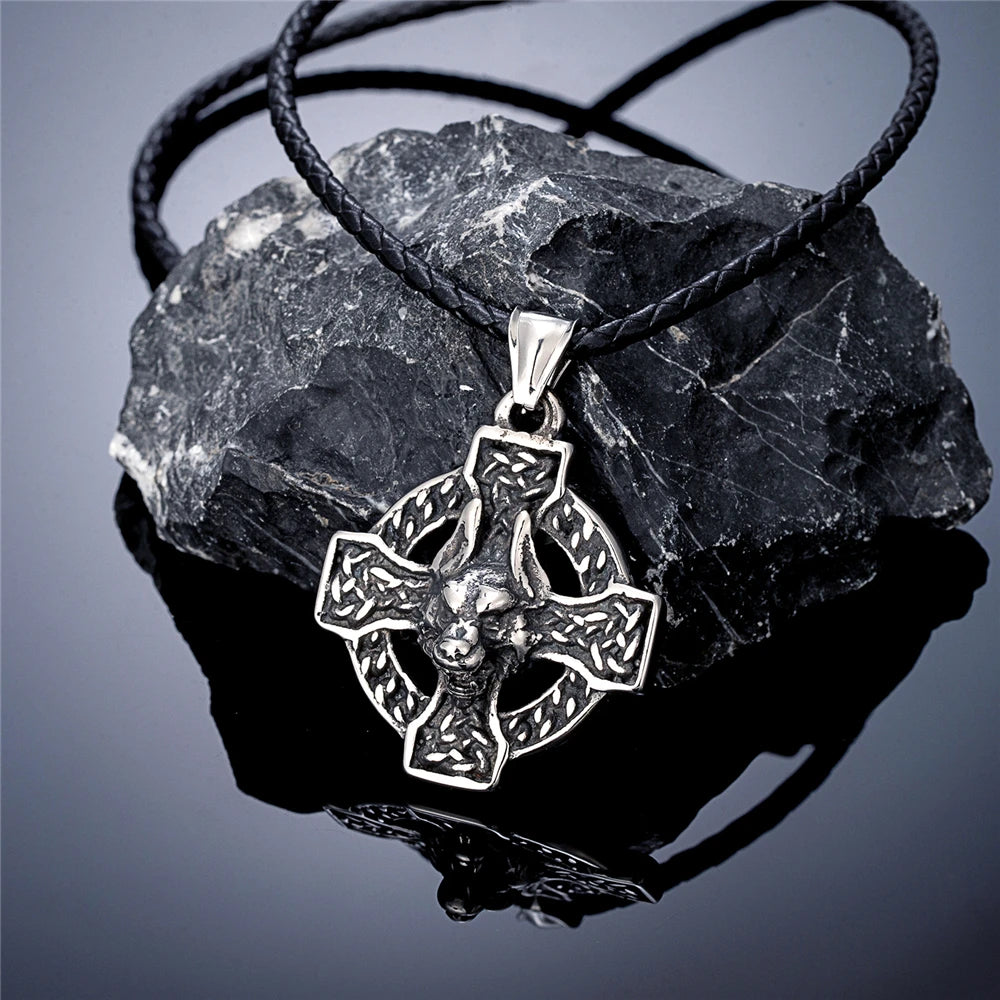 PENDRA Celtic Knot Rune Wolf Necklace