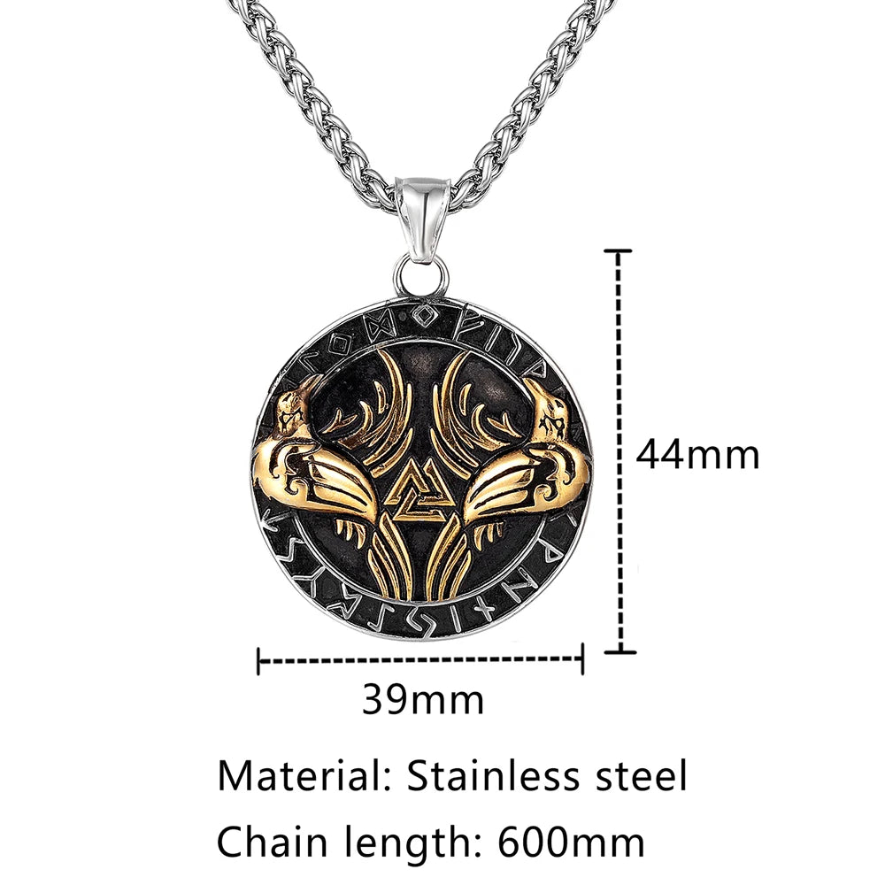 PENDRA Crow Rune Vegvisir Necklace