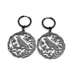 Goth Crow Hoops Ear Rings for Women Stainless Steel Gold Color Hollow Animal Raven Earrings Jewelry Halloween Gift EZZZ955S06