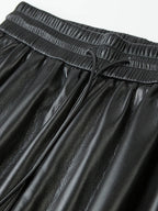 PENDRA Cropped Straight Leg PU Leather Pants