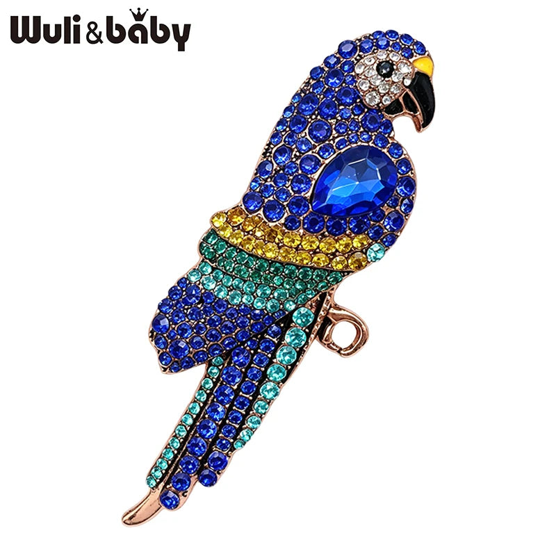 PENDRA Rainbowtail Rhinestone Parrot Brooch