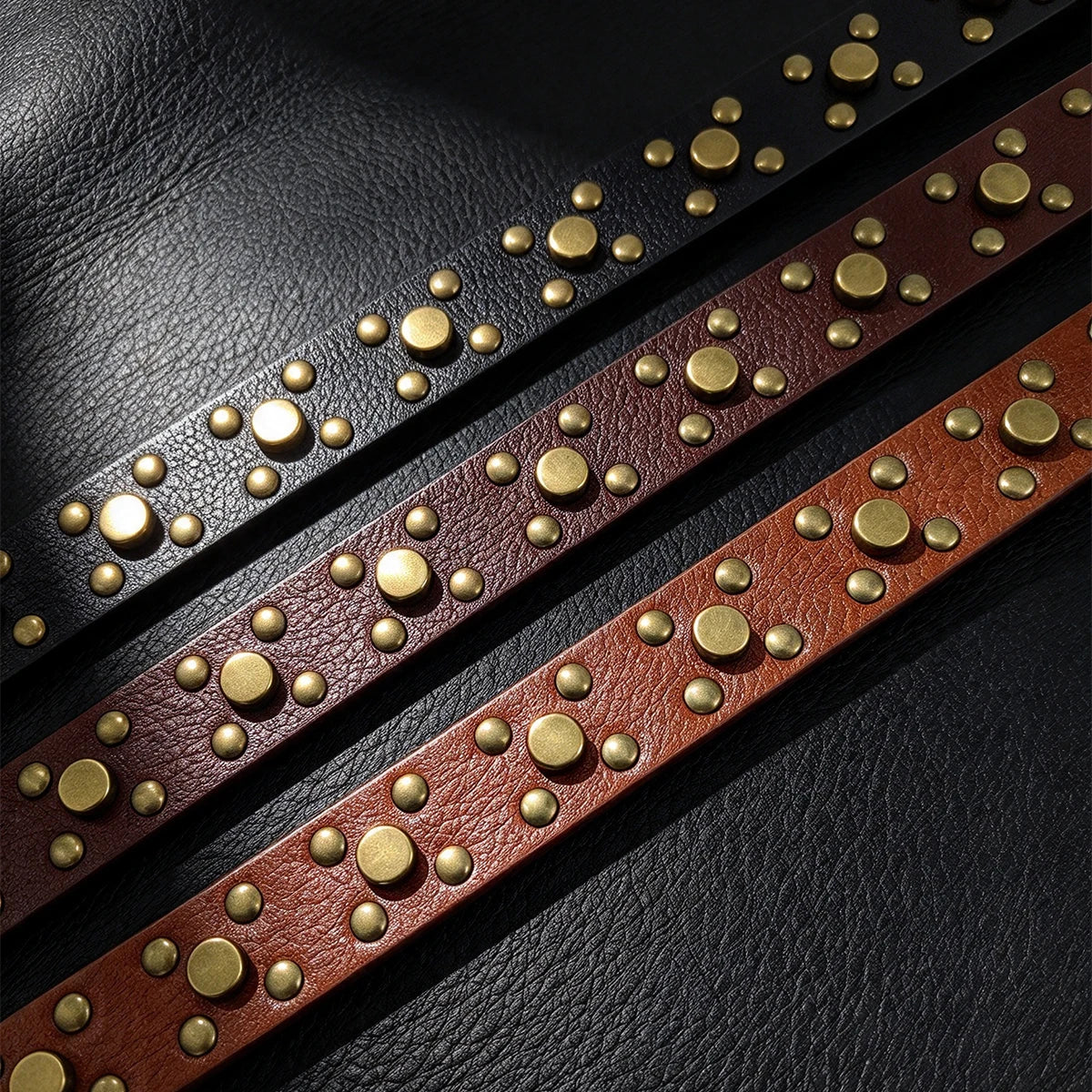 Korean Retro Rivet Belts Metal Pin Buckle PU Girdles Punk Design Waistbands Western Cowgirl Ladies Jeans Fashion Accessories