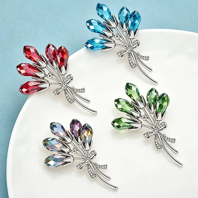 PENDRA Banquetflora Crystal Flower Brooch