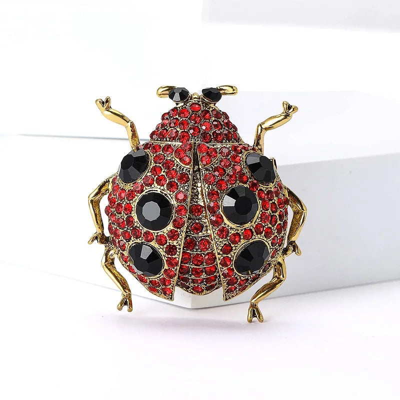 PENDRA Jewel Beetle Rhinestone Insect Brooch