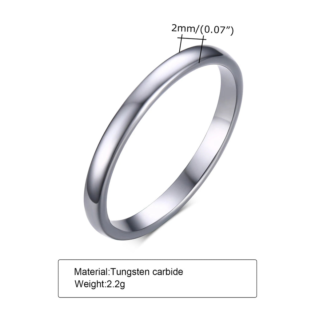 2mm Simple Tungsten Carbide Ring for Men Women,Scratch Resistant Plain Tungsten Steel Ring,Unisex Pinky Ring Wedding Ring Gift