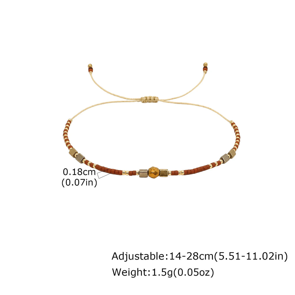 1/2/3pcs Boho Beaded Bracelets for Men,Handmade Mini Gold Color Stainless Steel Beads Glass Seeds Wristband,Summer Jewelry
