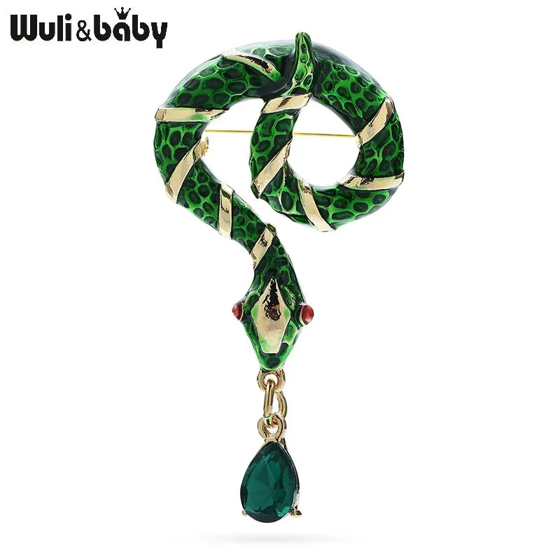Wuli&baby Water-drop Snake Brooches For Women Unisex 3-color Enamel Designer Snake Animal Party Casual Brooch Pins Gifts