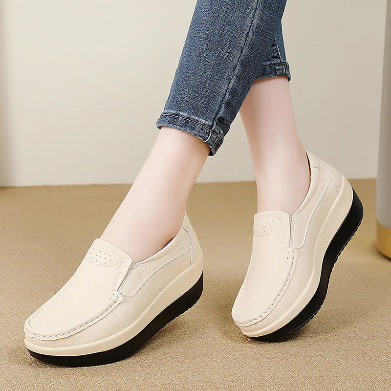 PENDRA Leather Sports Platform Shoes