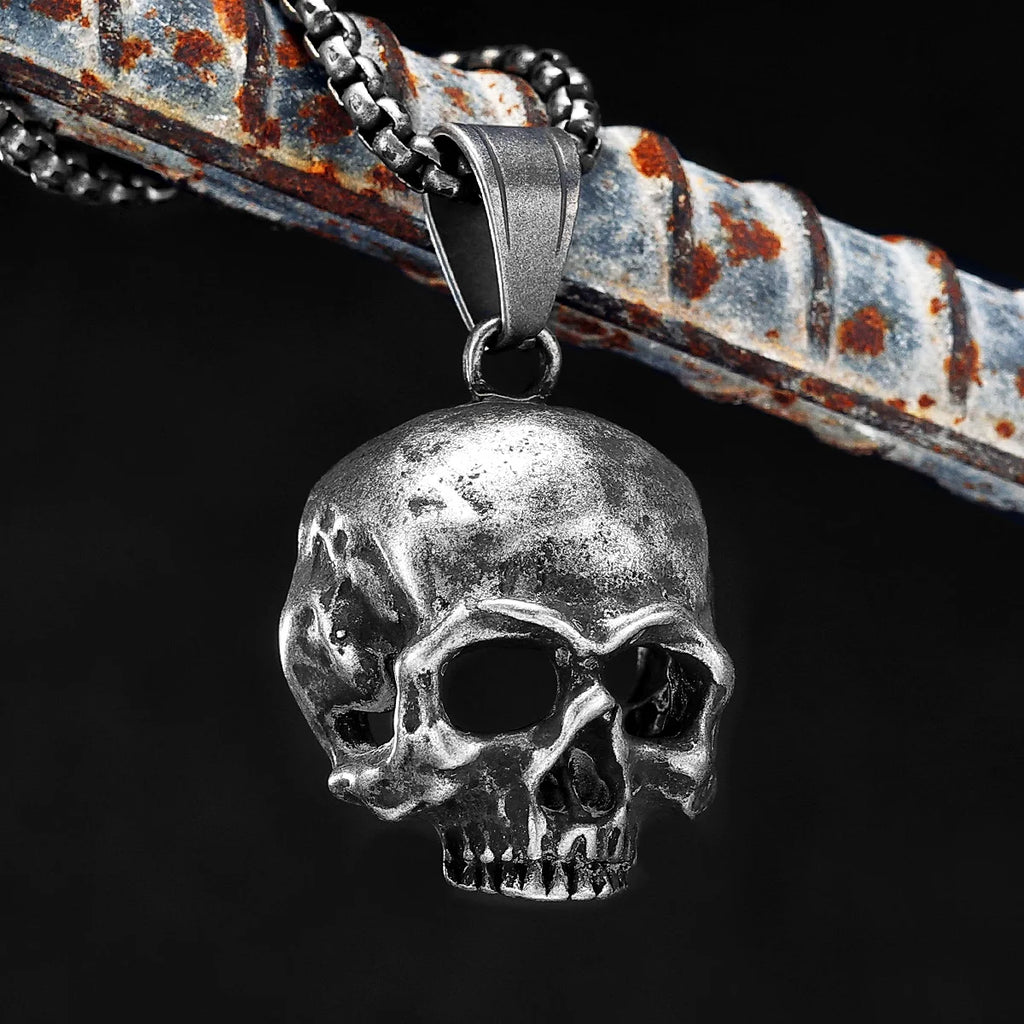 Vintage Black Skull Cranium Stainless Steel Men Women Necklaces Pendants Chain Punk Gothic Jewelry Creativity Gift Wholesale