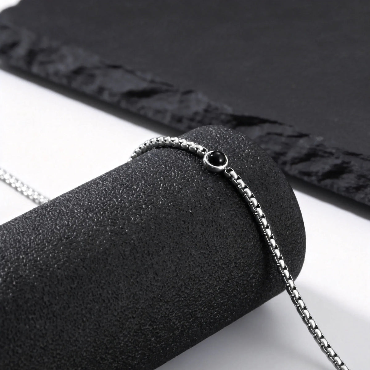 New Simple Natural Stone Chain Necklace for Men,Stainless Steel Box Chain Collars,Causal Jewelry
