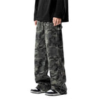 Camouflage Tooling Jeans Autumn New High Street Retro Loose Straight Wide Leg Baggy Trousers Cargo Pants Men Low Rise Jeans