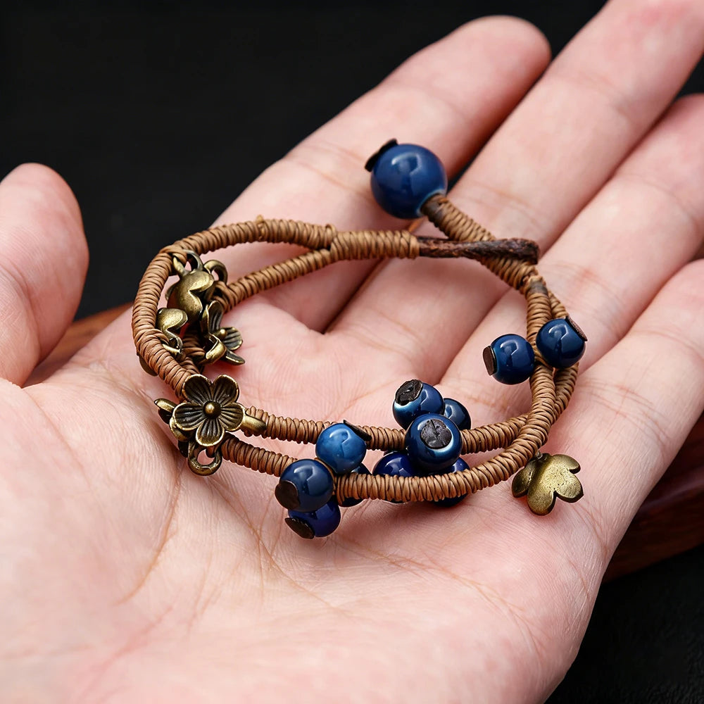 PENDRA Ceramica Blue Pattern Handmade Ceramic Bracelet
