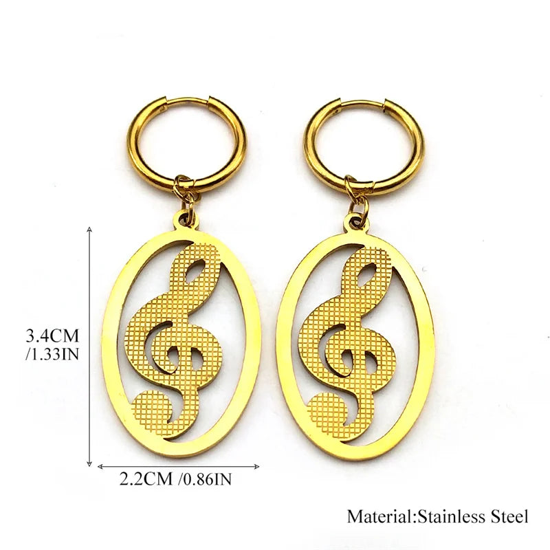 Musical Symbol Treble Clef Note Hoop Earrings for Women Men Music Lover Student Graduation Dangle Earring Jewelry E3550S06