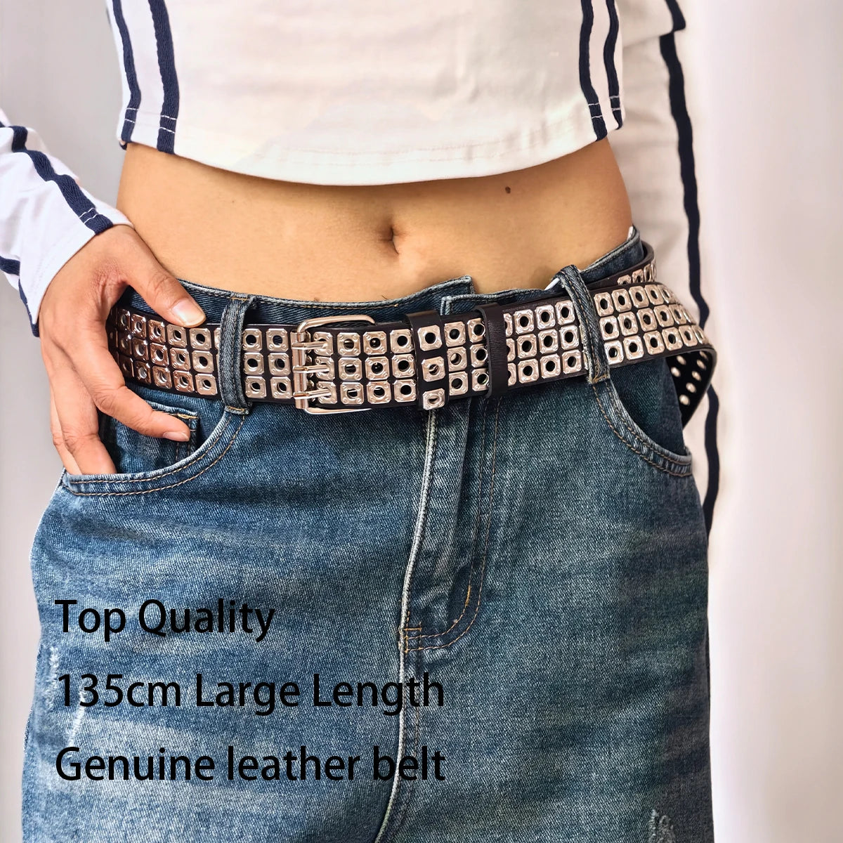 PENDRA Celesellea Genuine Leather Cross Punk Belt