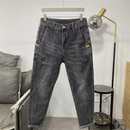 Summer Luxury Korean Style Stretch Grey Men's Slim Trousers Classic Streetwear Casual Designer Cowboy Boyfriend Jeans for Men