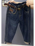 Spring Autumn High Waist Straight Jeans Large Size Loose Fit Stretch Haren Denim Pants Ladies Ankle-Length Jeans Pants 4XL 2023