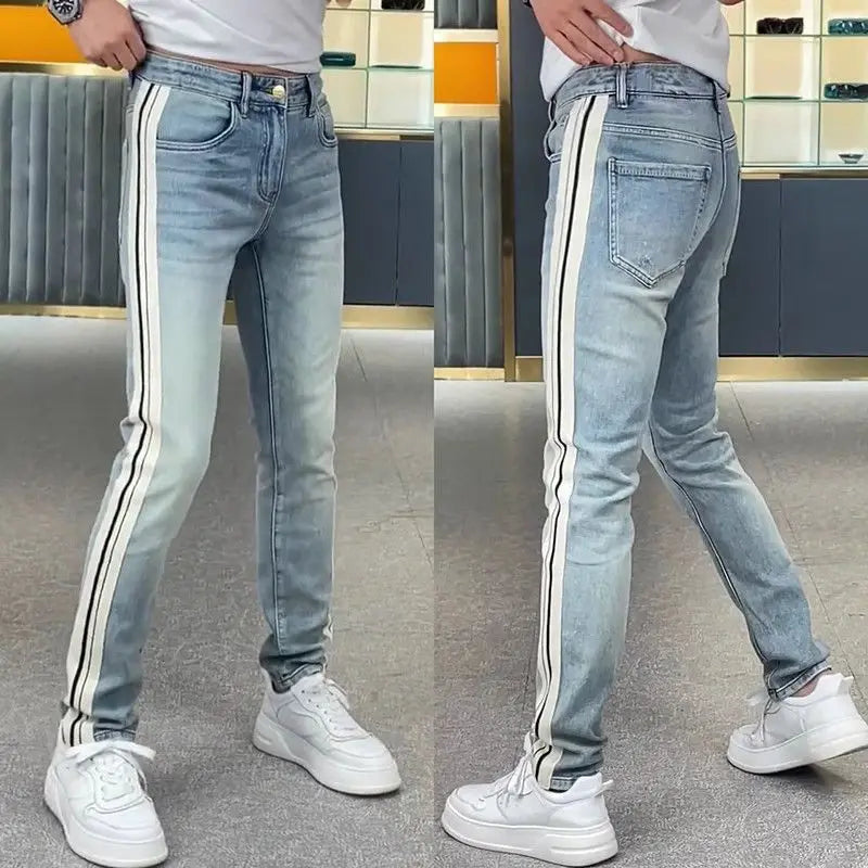 PENDRA Striped Spliced Pants