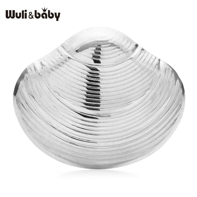 Wuli&baby Stainless Steel Shell Design Brooches For Women Unisex 2-color Easy Match Normcore Style Party Office Brooch Pins Gift