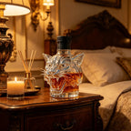 3D Skull Glass Whiskey Decanter Clear Bottle with Cork Stopper for Home Bar Halloween Party Collectible Ornament