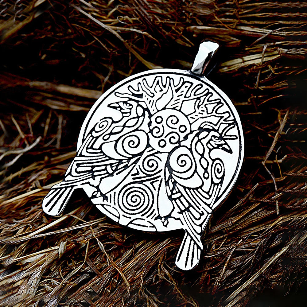 PENDRA Ravenodin Viking Double Ravens Pendant Necklace