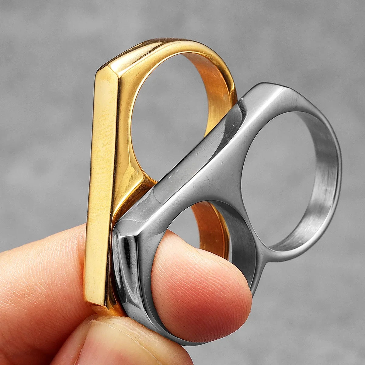Connect Two Fingers Men Rings Stainless Steel Unique Punk Rock Women Jewelry Fashion Accessories Stranger Things Gift Wholesale
