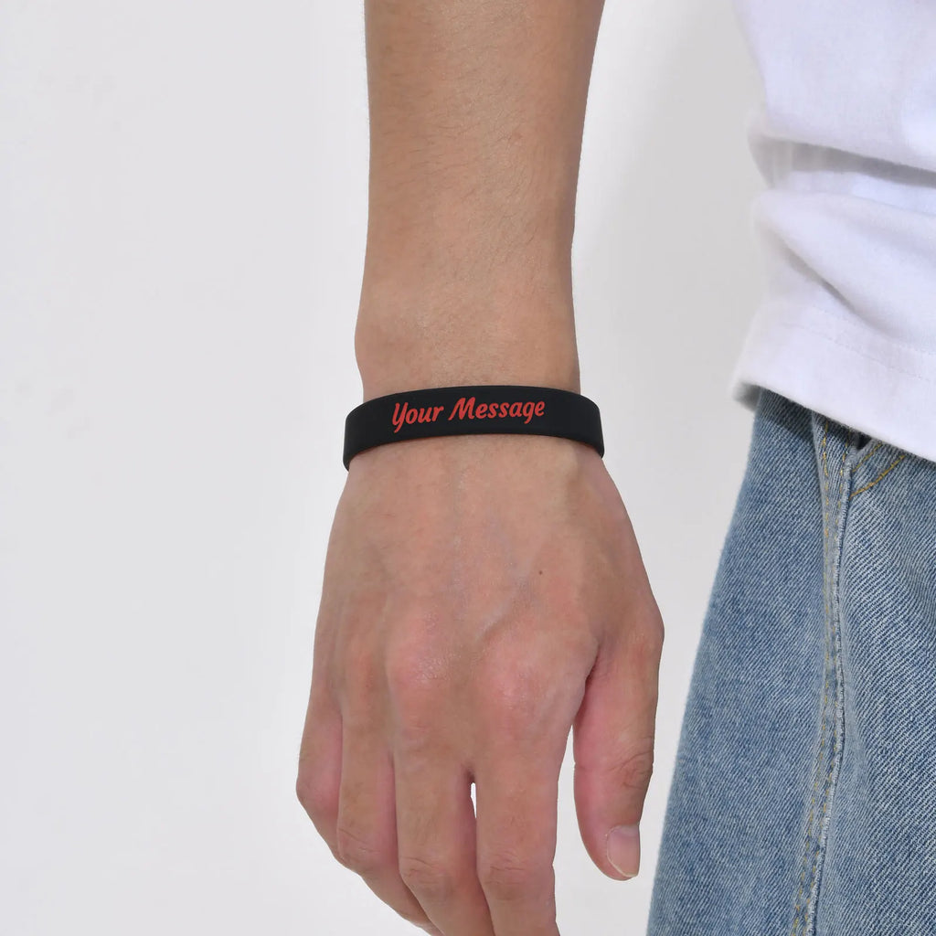 Free Custom Silicone Bracelets for Men Boys,Personalized ID Name Content Contact Number Soft Wristband,Individuation Jewelry