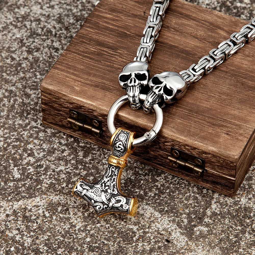 PENDRA Thor Hammer Norse Steel Necklace