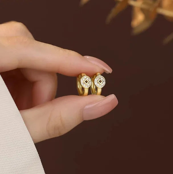 PENDRA Hollow Out Copper Coin Earrings