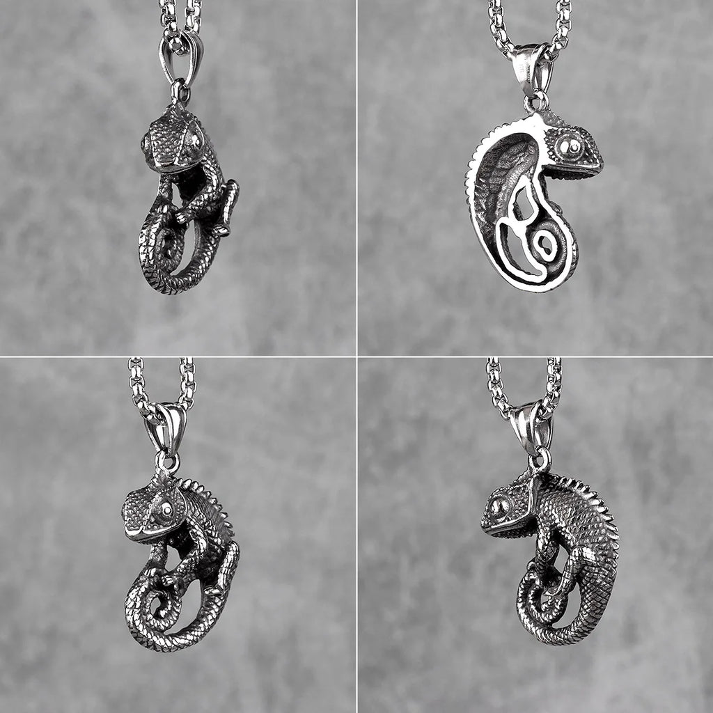 PENDRA Chameleon Lizard Animal Steel Necklace
