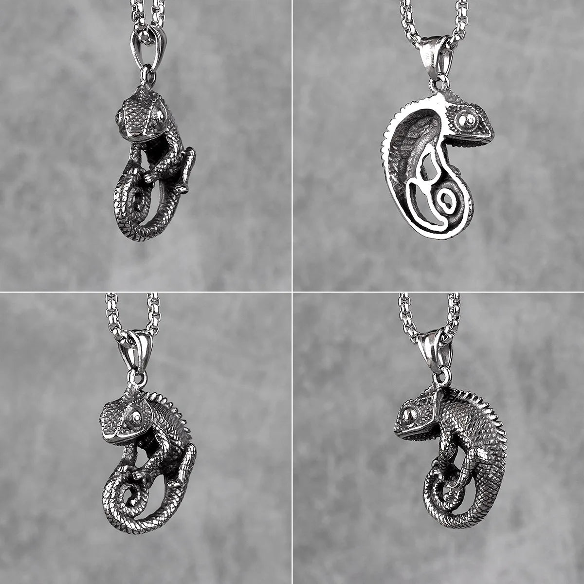 PENDRA Chameleon Lizard Animal Steel Necklace