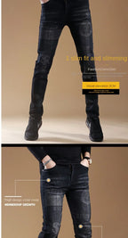 High-end Classic Washed Fashion Stretch Slim Black Mans Korean Style Streetwear Hip-hop Cowboy Jeans Luxury Casual Pants for Men