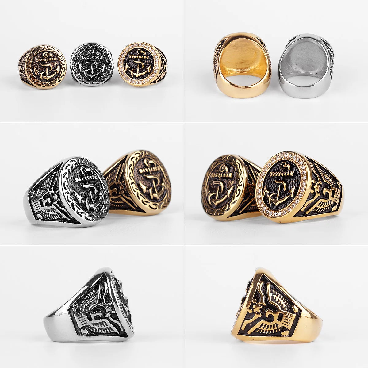 PENDRA Anchor Navy Ocean Steel Ring