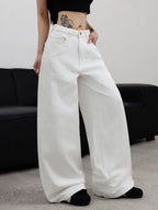 Women's White Classic Basics Versatile Fashionable Loose Jeans