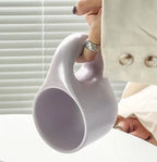 Creative chubby ceramic cup and saucer set, big handle design ins wind mug, macaron breakfast coffee