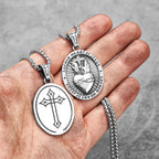 PENDRA Sacred Heart Jesus Steel Necklace