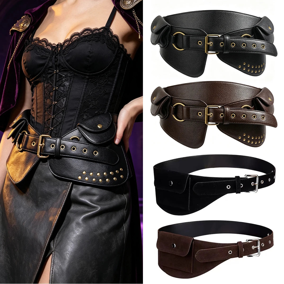 Retro Medieval Belt Adjustable Samurai Scabbard Cosplay Belt Practical  Renaissance Knight PU Leather Material Halloween Belt