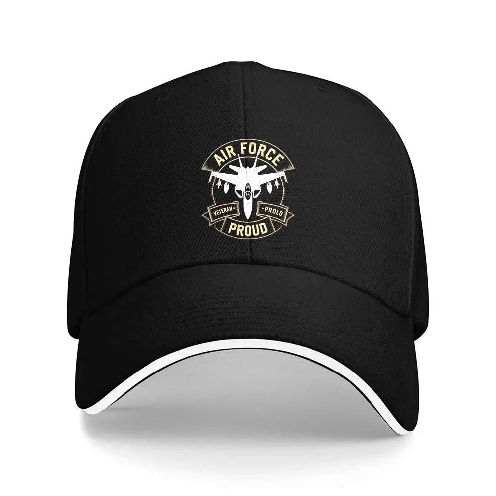 1pc "AIR FORCE PROUD" jet emblem, Baseball caps, unisex, travel caps.