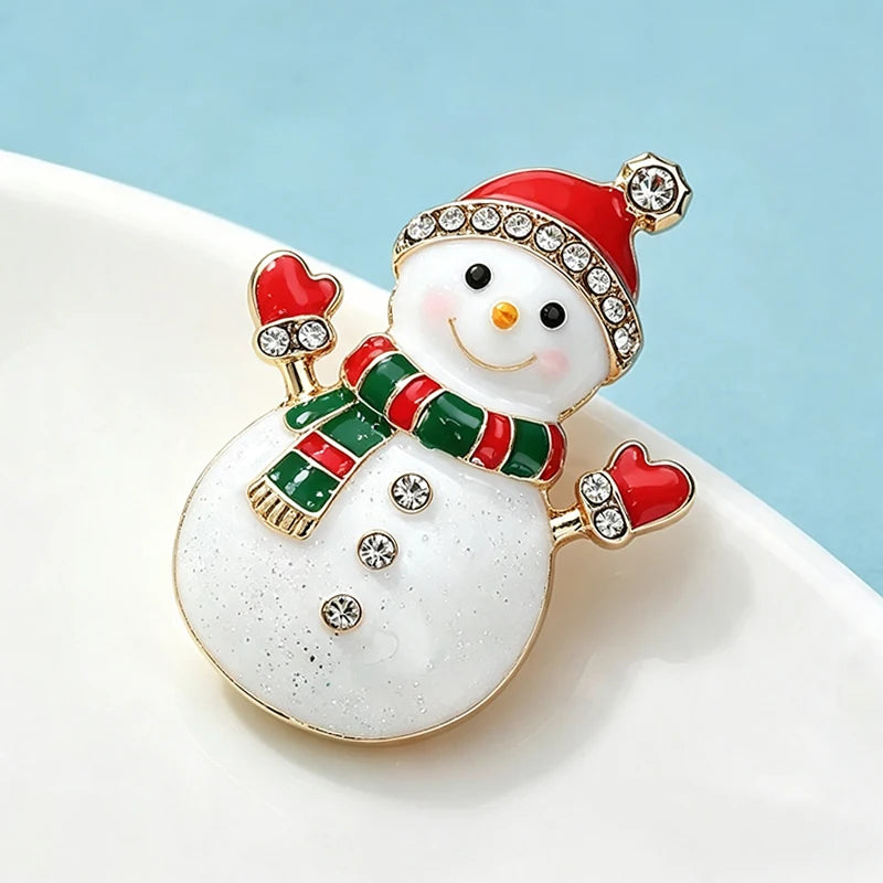 PENDRA Cute Enamel Snowman Brooch
