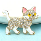 PENDRA Walking Kitty Enamel Rhinestone Cat Brooch