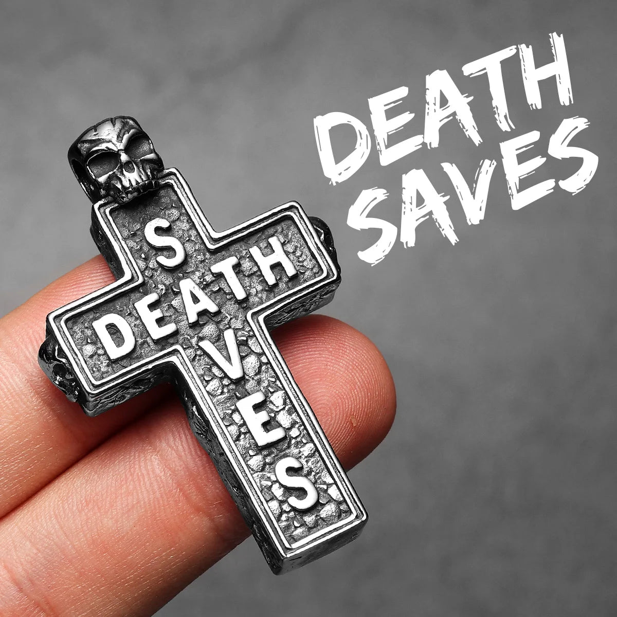 PENDRA Death Saves Skull Steel Necklace