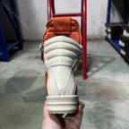 PENDRA Orange Geobasket Orange Leather High-Top Zip Platform Ankle Boots