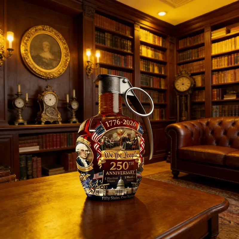 Unique Hand Grenade Whiskey Decanter 250th US Anniversary, We The People Patriotic Liquor Container, Novelty Bar Accessory