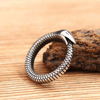 PENDRA Serpentsteel Vintage Viking Snake Ring