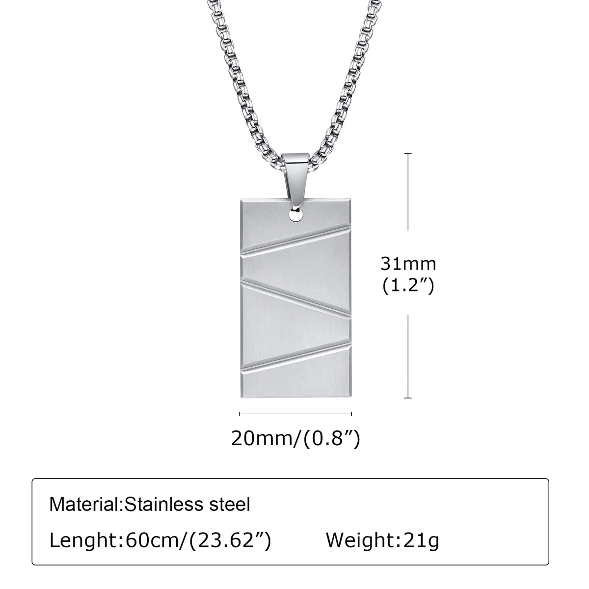Dog Tag Necklaces for Men Dad Father Papa Husband,Waterproof Stainless Steel Square Pendant with Box Chain Collar Gift