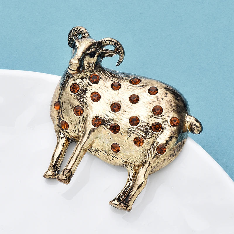 PENDRA Vintage Alloy Sheep Brooch
