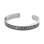 Classic Retro Fashion Silver Color Flower Bracelets For Men Women Stainless Steel Ethnic Style Lotus Leaf Bracelet Party Jewelry